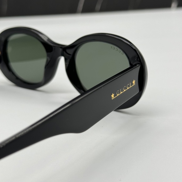 NEW GG1587S 001 GUCCI BLACK GREEN OVAL WOMEN GUCCI SUNGLASSES - Picture 8 of 12